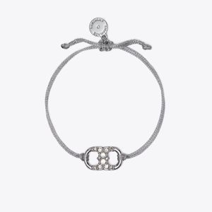 Tory Burch Embrace Ambition Crystal Pave Bracelet on Card - SILVER